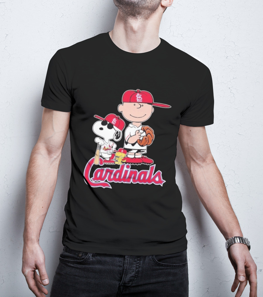 St. Louis Cardinals Peanuts Snoopy Charlie Brown Woodstock Baseball T-Shirt