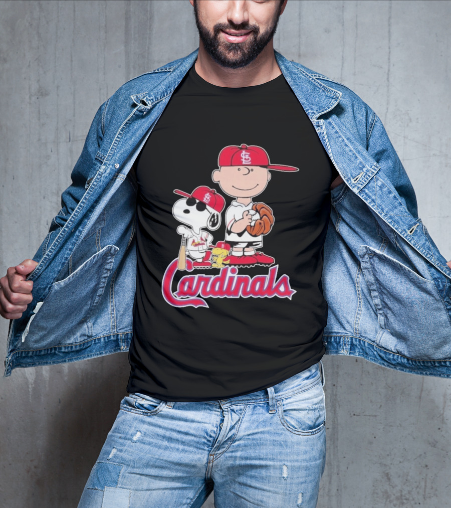 St. Louis Cardinals Peanuts Snoopy Charlie Brown Woodstock Baseball T-Shirt