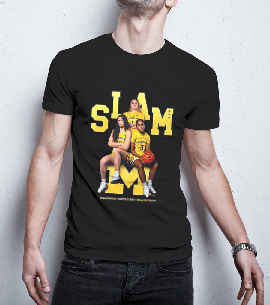 Mila Holloway Olivia Olson Syla Swords SLAM Michigan Wolverines Basketball T-Shirt