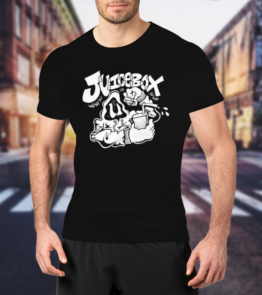 Juicebox Juice Crew Retro Cartoon Character With Drink And Fruit T-Shirt
