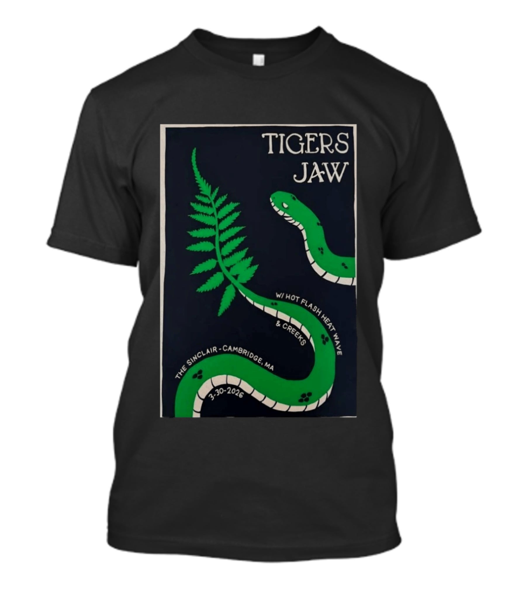 Tigers Jaw The Sinclair Cambridge MA March 30 2026 Snake Fern Hot Flash Heat Wave Creeks T-Shirt