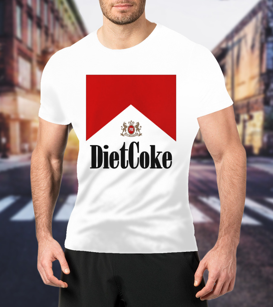Diet Coke Marlboro Cigarettes Red V Shape PM Crest T-Shirt
