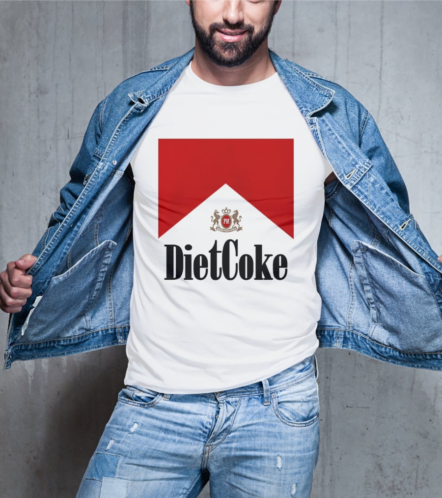 Diet Coke Marlboro Cigarettes Red V Shape PM Crest T-Shirt