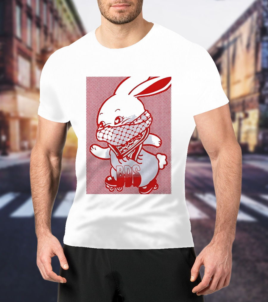 BDS Palestine Bunny With Keffiyeh And Roller Skates T-Shirt