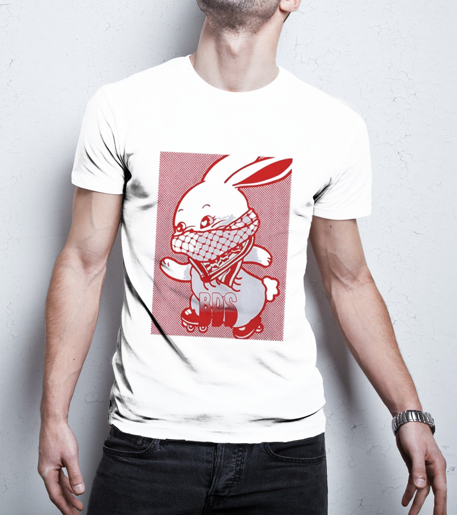 BDS Palestine Bunny With Keffiyeh And Roller Skates T-Shirt
