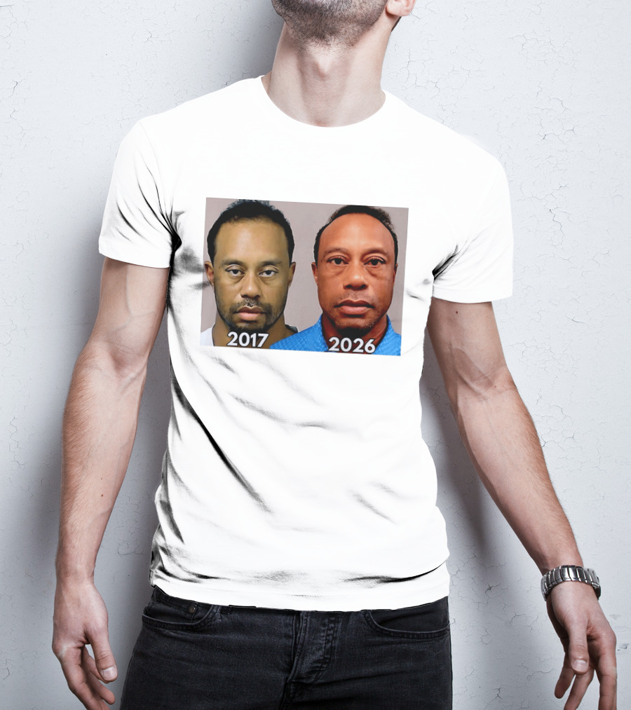 Tiger Woods Shot 2017 And 2026 Comparison T-Shirt