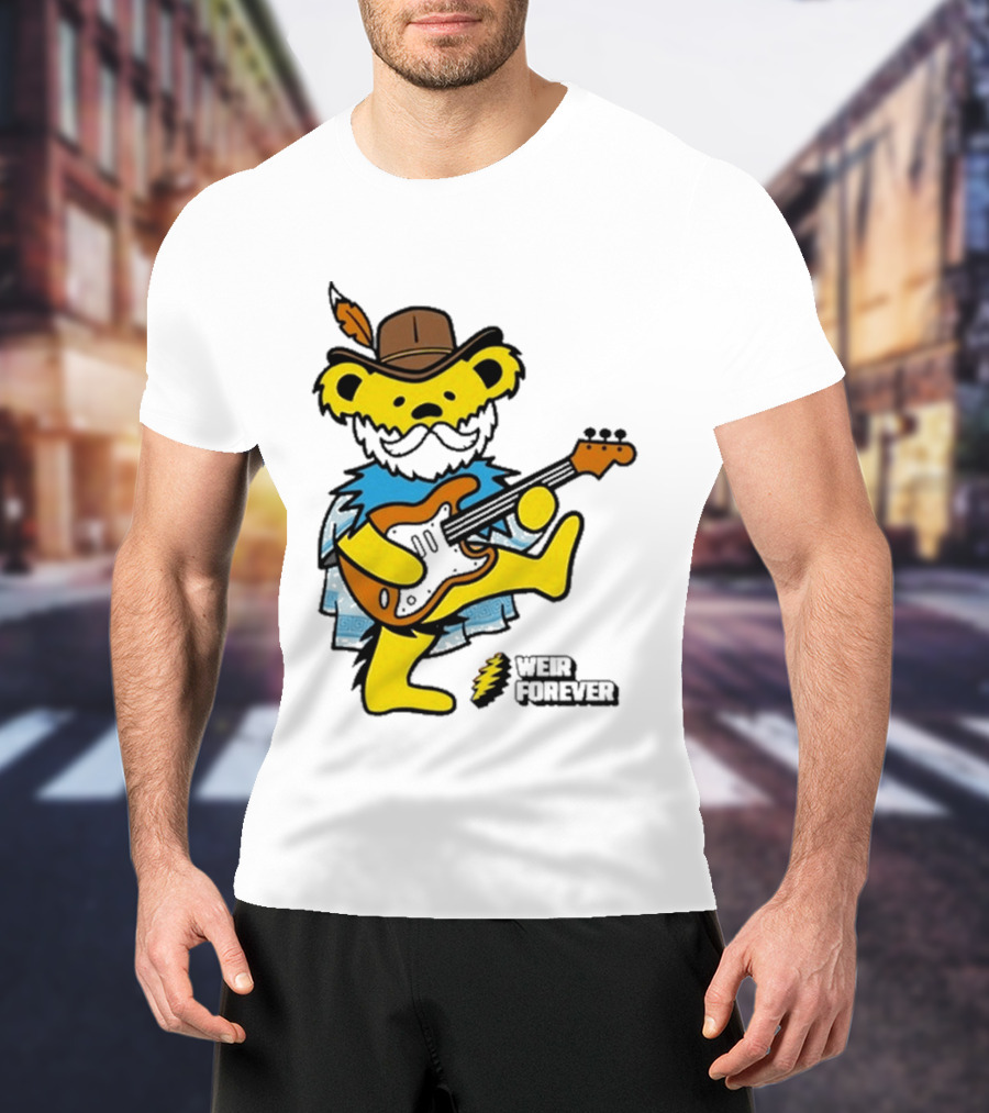 Weir Forever Blue Bear Playing Guitar T-Shirt