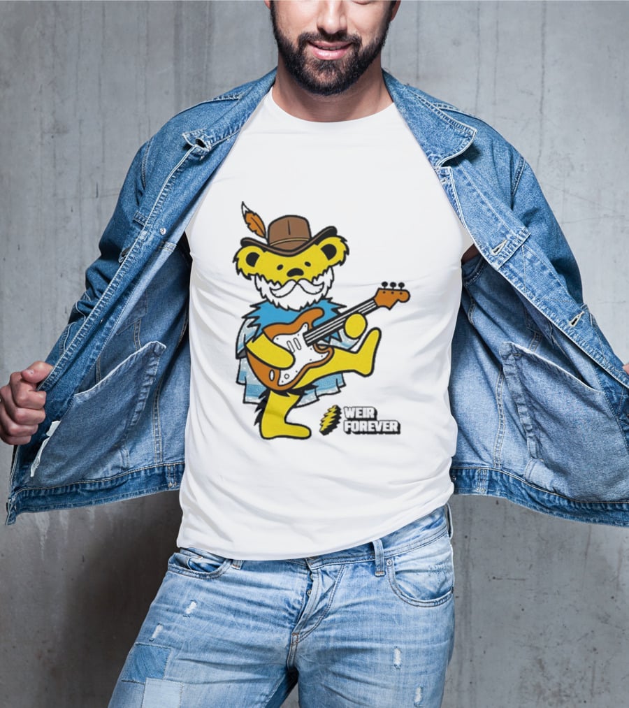 Weir Forever Blue Bear Playing Guitar T-Shirt