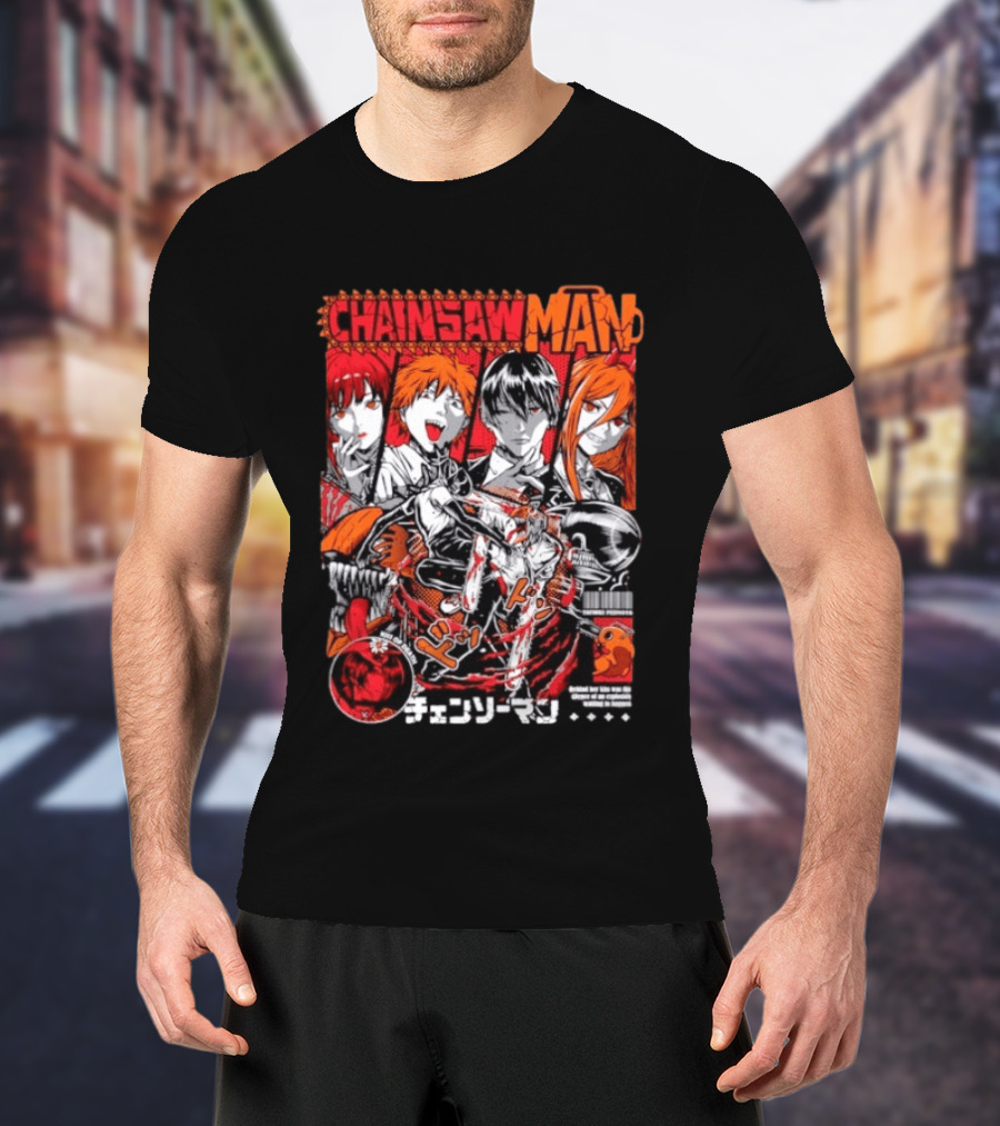 Chainsaw Man Manga Characters Reze Denji Power Aki Hayakawa Manga Cover T-Shirt