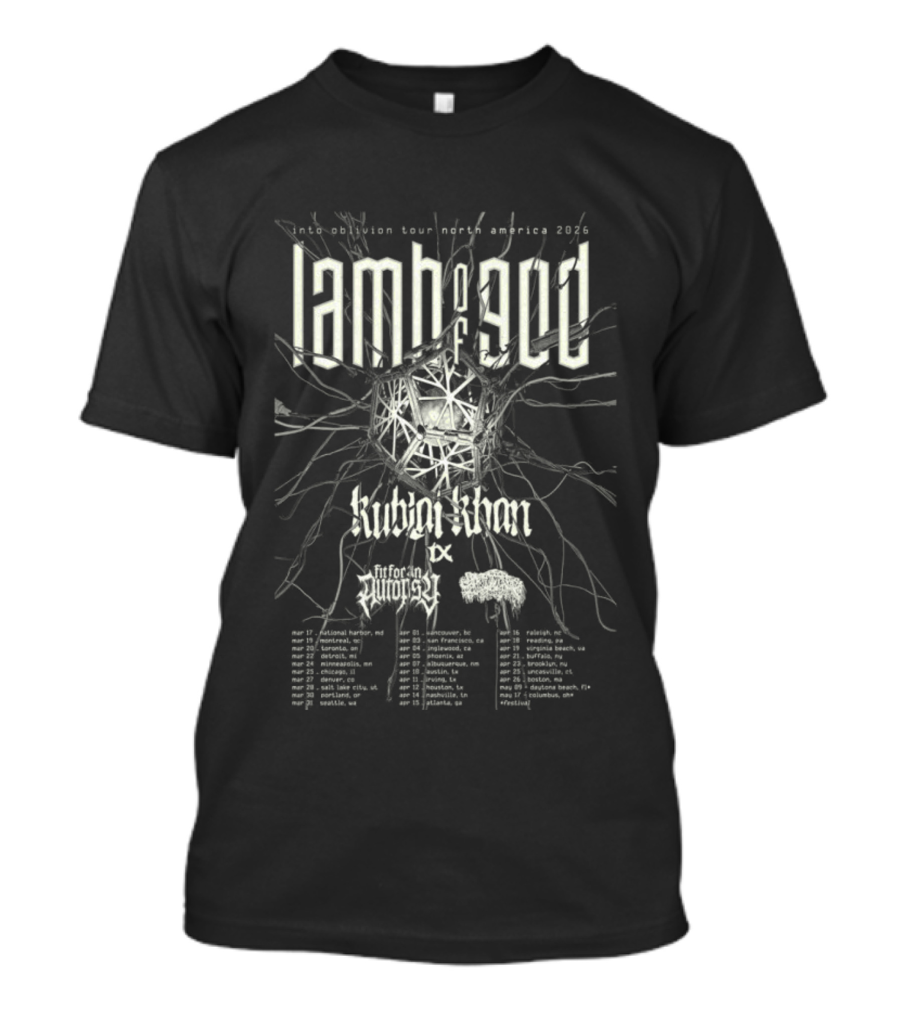 Sanguisugabogg Lamb Of God North America Tour 2026 Concert Dates T-Shirt