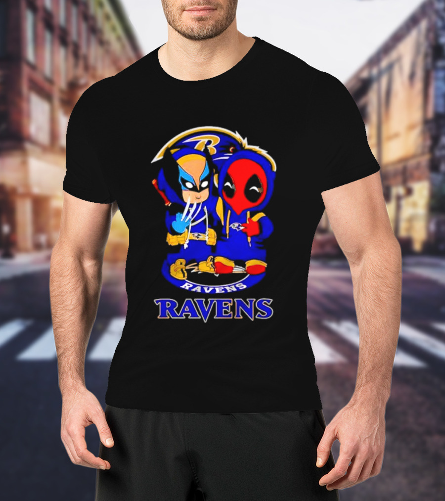 Baltimore Ravens Marvel Wolverine Deadpool True Friends Fan Gear T-Shirt