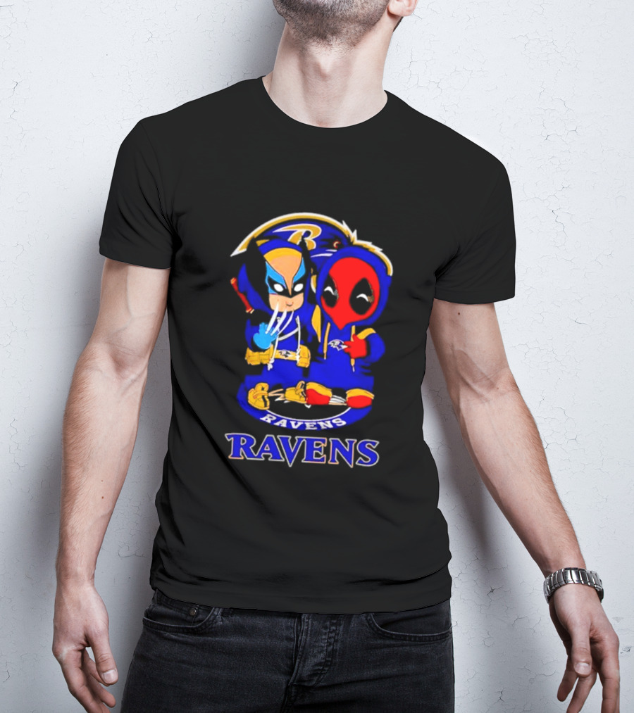 Baltimore Ravens Marvel Wolverine Deadpool True Friends Fan Gear T-Shirt
