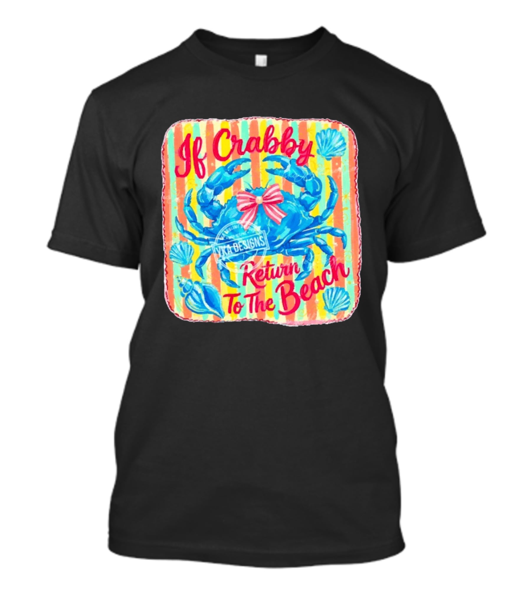 If Crabby Return To The Beach Crab Stripes And Shells T-Shirt