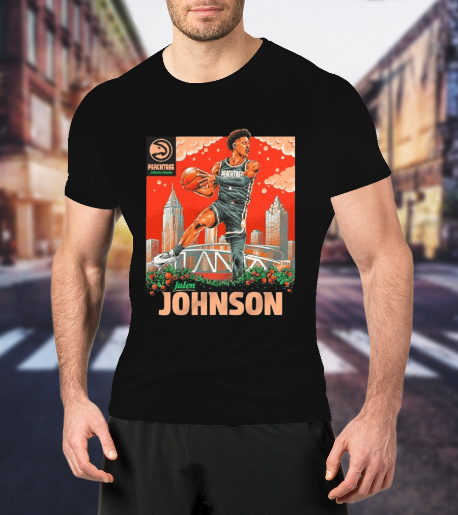 Atlanta Hawks Jalen Johnson Peachtree Skyline Basketball T-Shirt