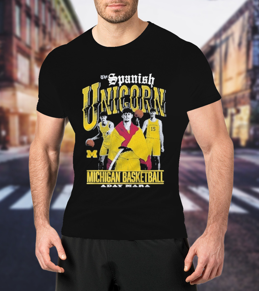 Spanish Unicorn Michigan Basketball Aday Mara Players With Basketball T-Shirt