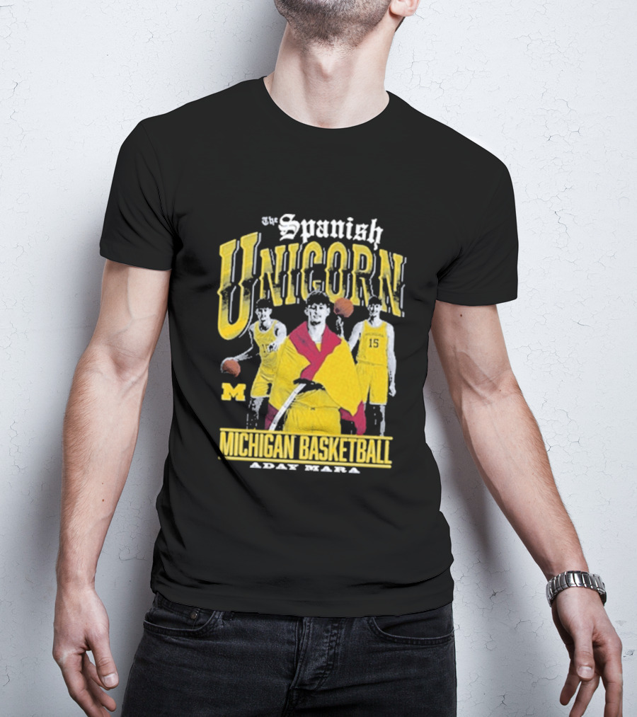 Spanish Unicorn Michigan Basketball Aday Mara Players With Basketball T-Shirt