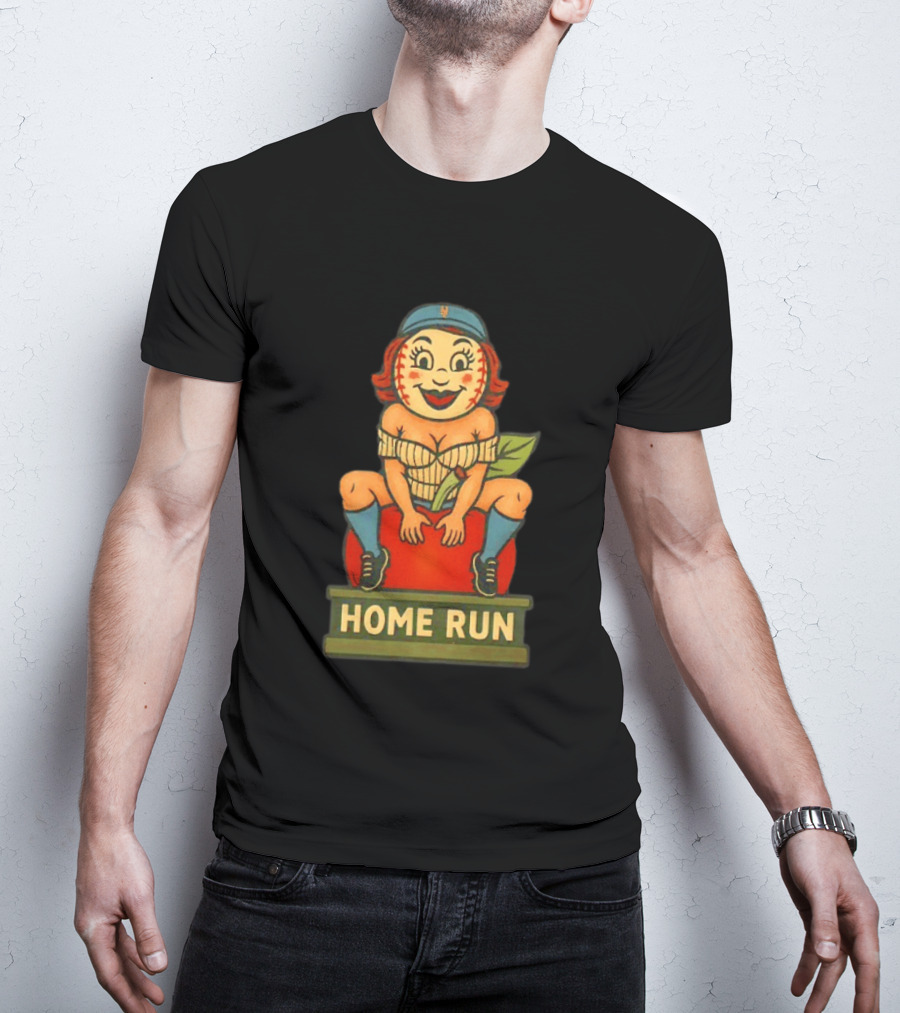 Mrs Met Home Run New York Mets Vintage Baseball Pin Up T-Shirt