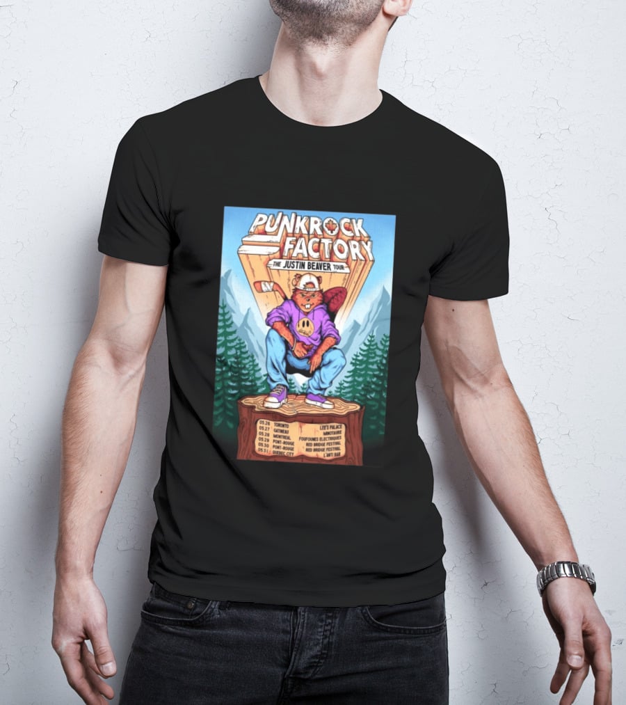 Punk Rock Factory Justin Beaver Tour 2026 Dates And Locations T-Shirt