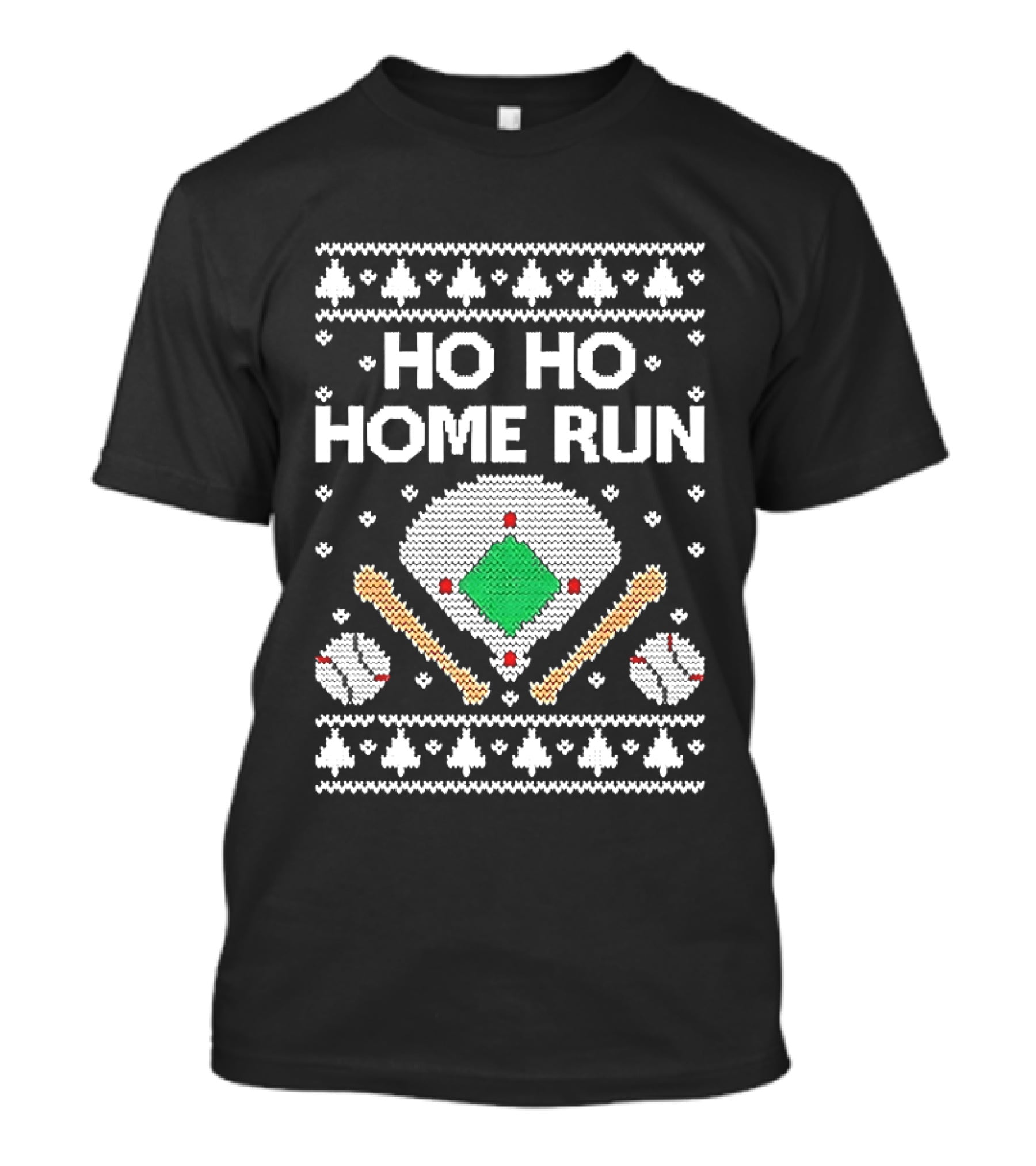 Tstars Ho Ho Home Run Ugly Christmas Baseball Festive Holiday T-Shirt