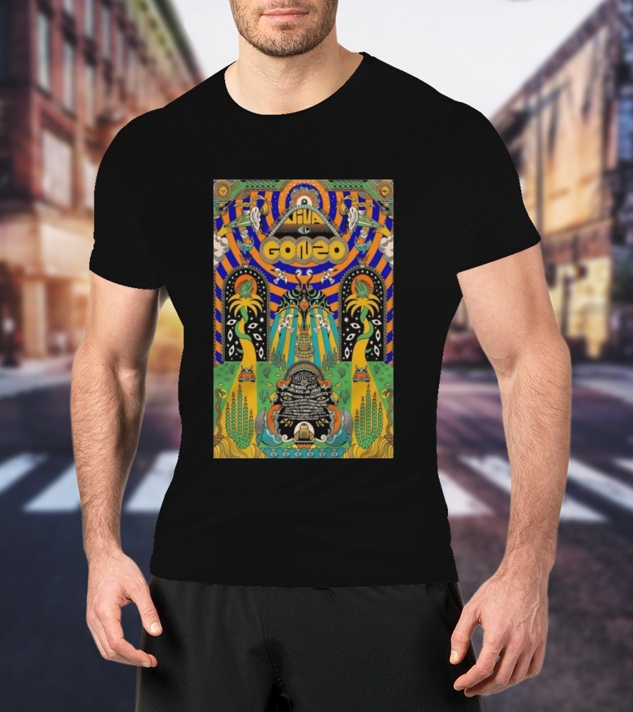 Viva El Gonzo Festival 2026 Psychedelic Art With Cacti And Birds T-Shirt