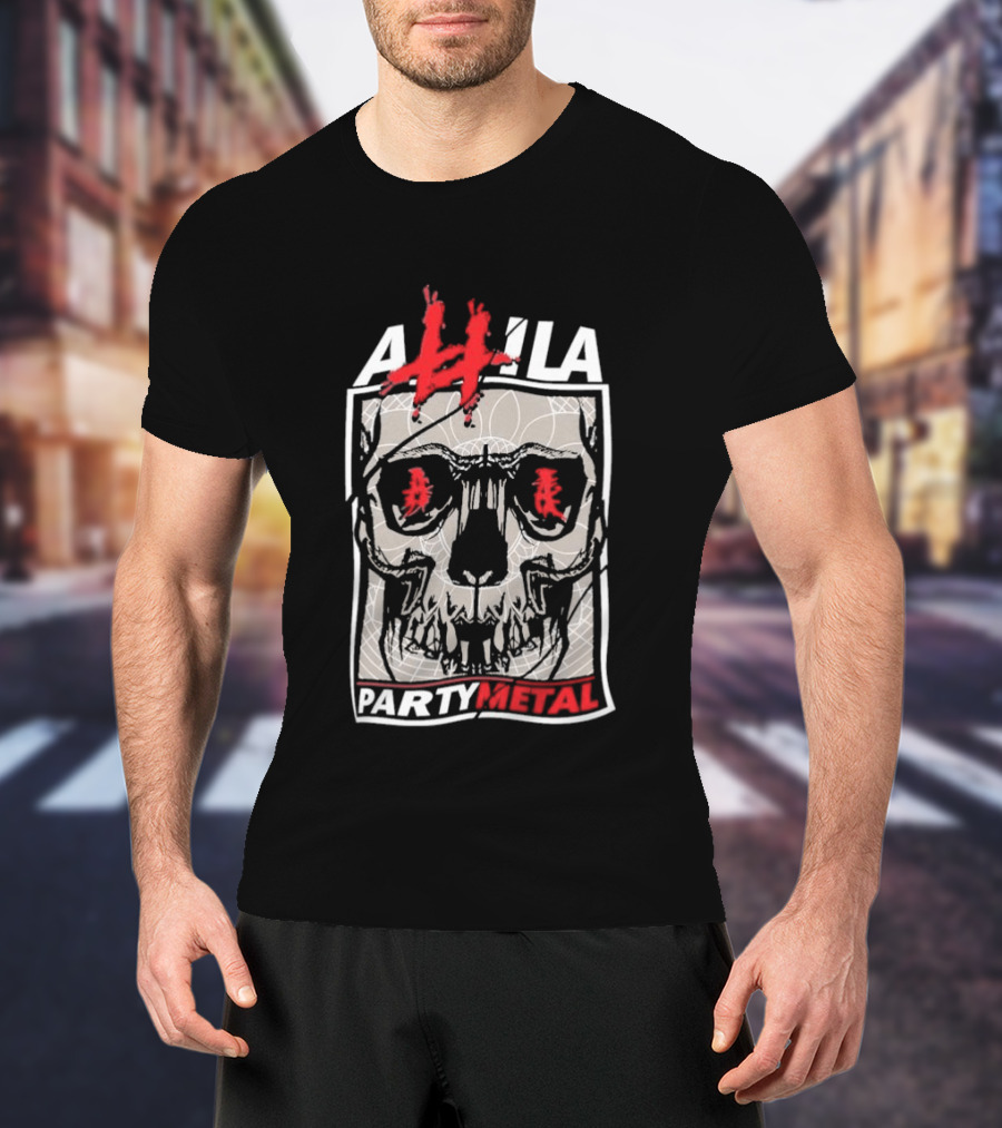 Attila Skull Party Metal Graphic With Red Accents T-Shirt