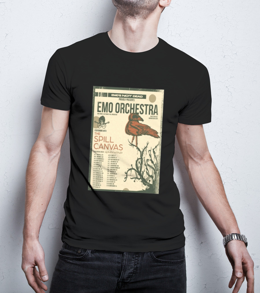 Emo Orchestra USA Tour 2026 With The Spill And Greywind Tour Dates T-Shirt
