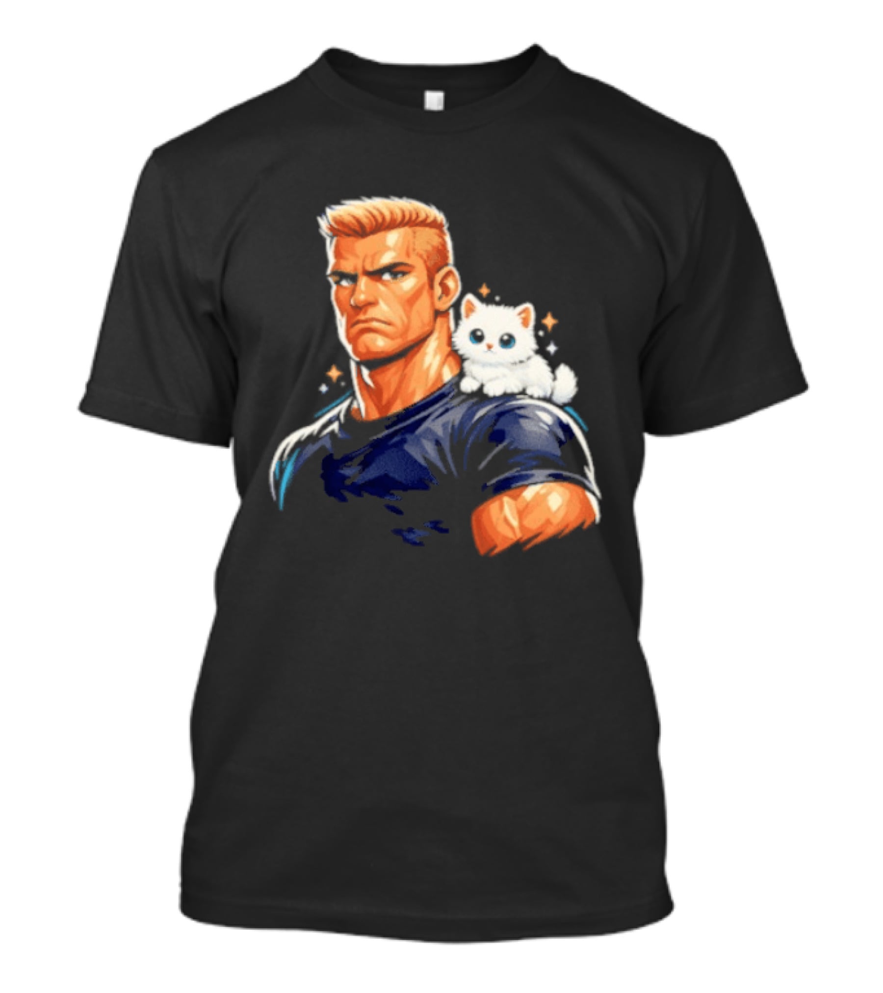 GigaChad With Tiny Cat Meme Buff Aesthetic T-Shirt
