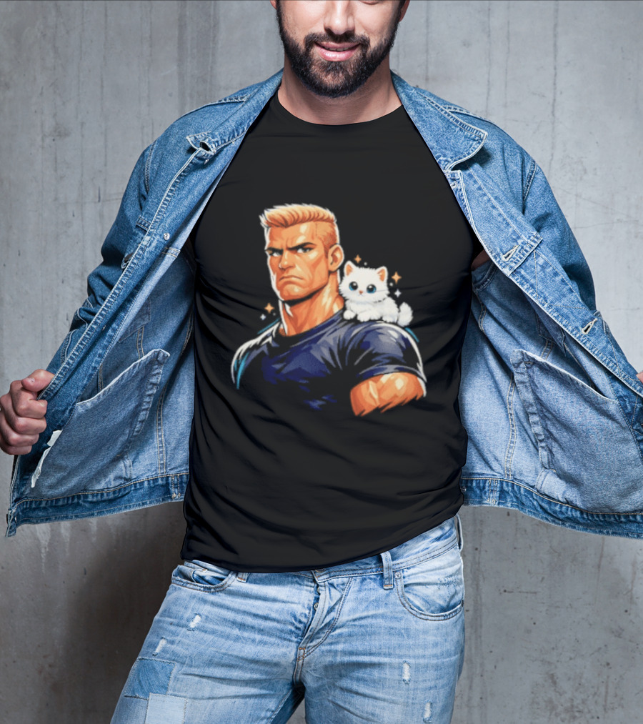 GigaChad With Tiny Cat Meme Buff Aesthetic T-Shirt