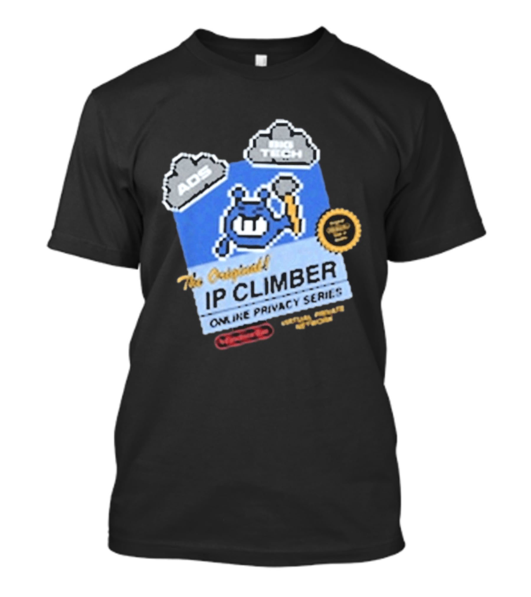 The Original IP Climber Online Privacy Series Retro Tech AOS Pixel Gaming T-Shirt