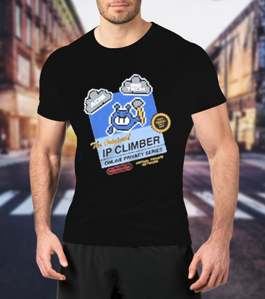 The Original IP Climber Online Privacy Series Retro Tech AOS Pixel Gaming T-Shirt