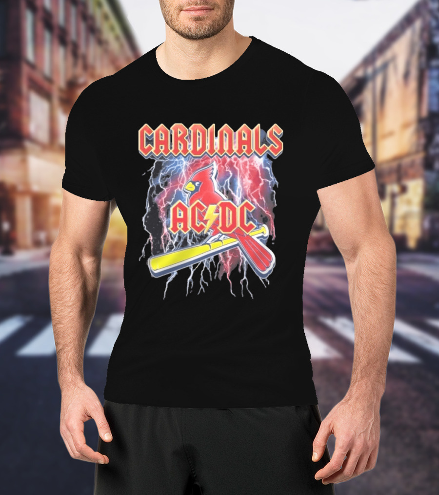 Cardinals AC DC Lightning Bat Baseball T-Shirt