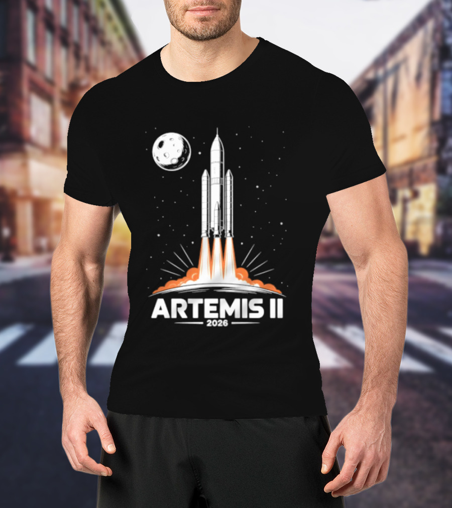 Artemis II 2026 Rocket Launch To The Moon With Spacecraft And Moon T-Shirt