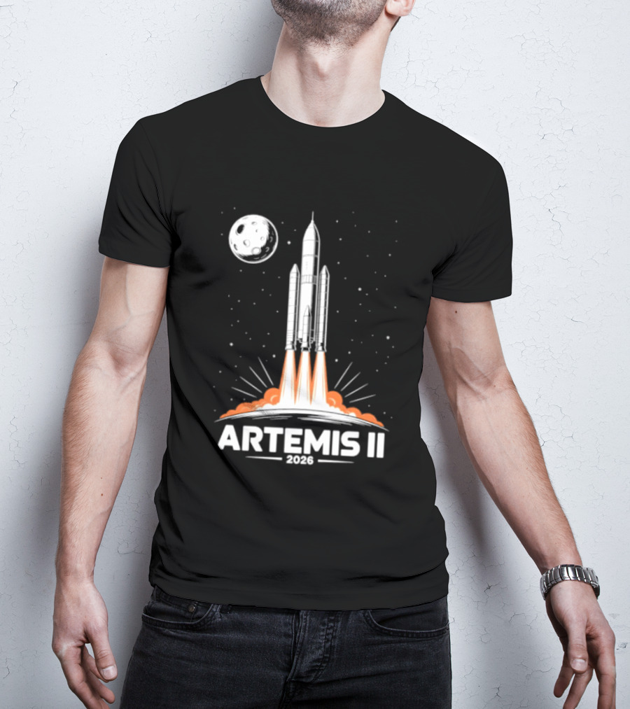 Artemis II 2026 Rocket Launch To The Moon With Spacecraft And Moon T-Shirt