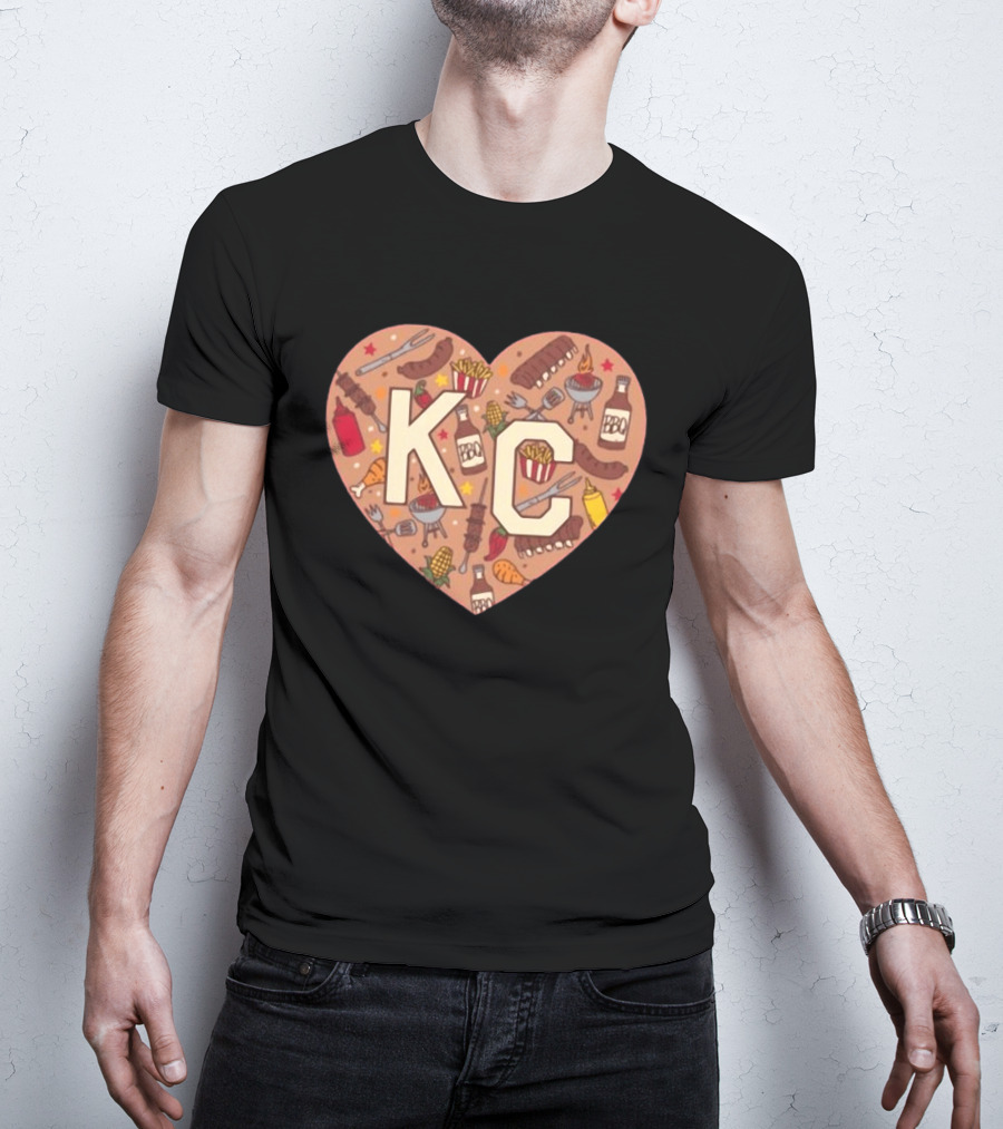 KC Heart BBQ With Grills Ribs And Sauce T-Shirt