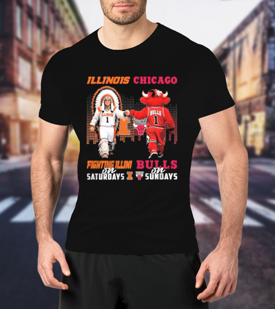 Illinois Fighting Illini On Saturdays Chicago Bulls On Sundays T-Shirt