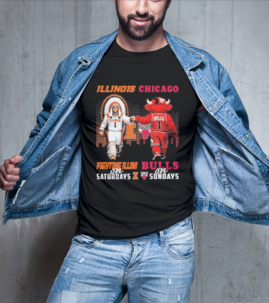 Illinois Fighting Illini On Saturdays Chicago Bulls On Sundays T-Shirt