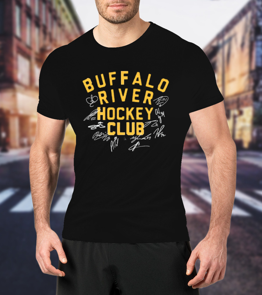 Buffalo River Hockey Club Vintage Style Graphic With White Sketch Marks T-Shirt