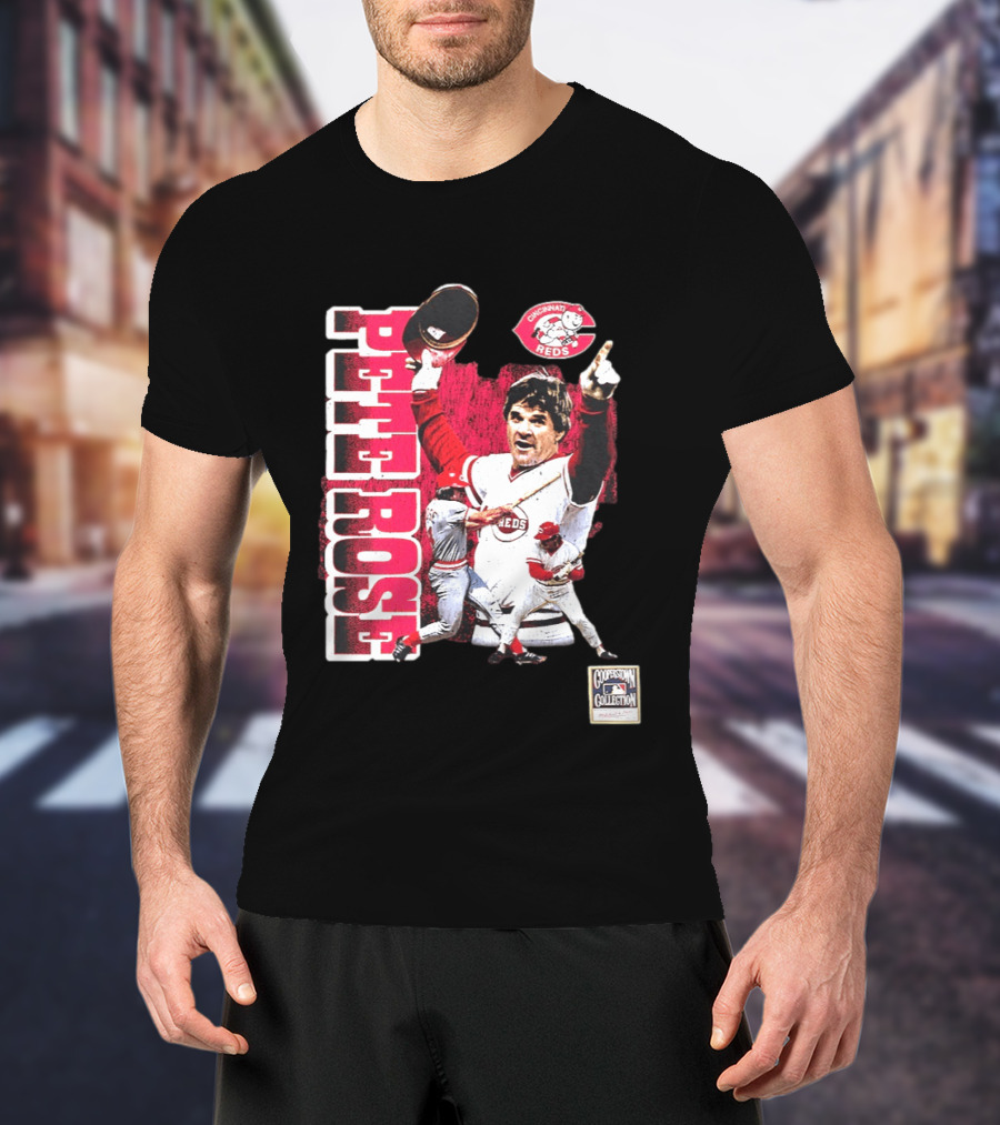 Pete Rose Cincinnati Reds Cooperstown Collection Players T-Shirt