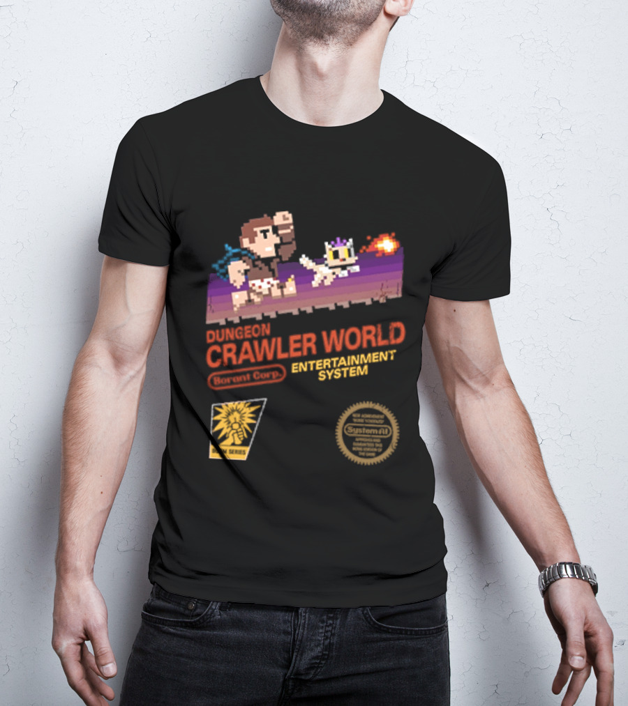 Dungeon Crawler World Entertainment System Pixel Adventure Quest Retro Game T-Shirt