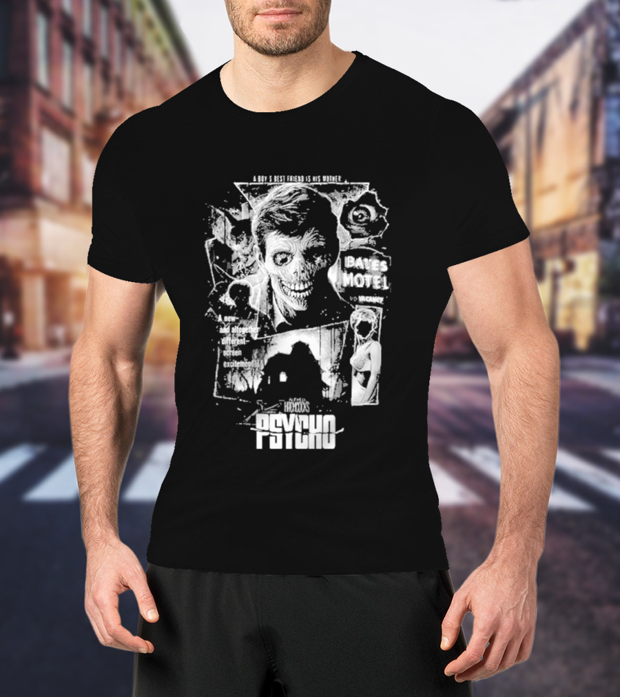 Psycho Hitchcock Collage 1960 Classic Movie Icy Blackness 2026 T-Shirt