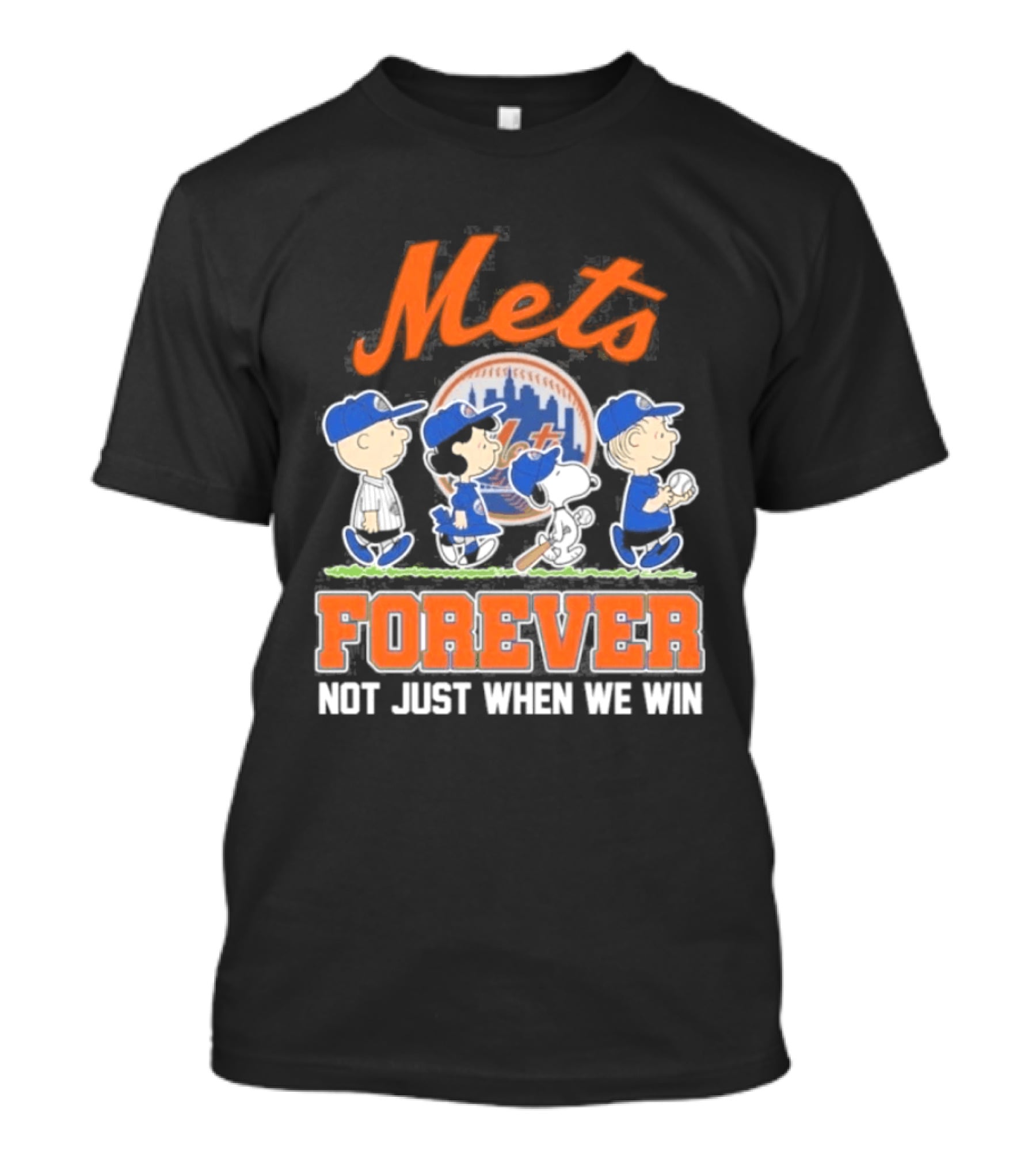 Mets Peanuts Characters Forever Not Just When We Win Baseball Collaboration T-Shirt