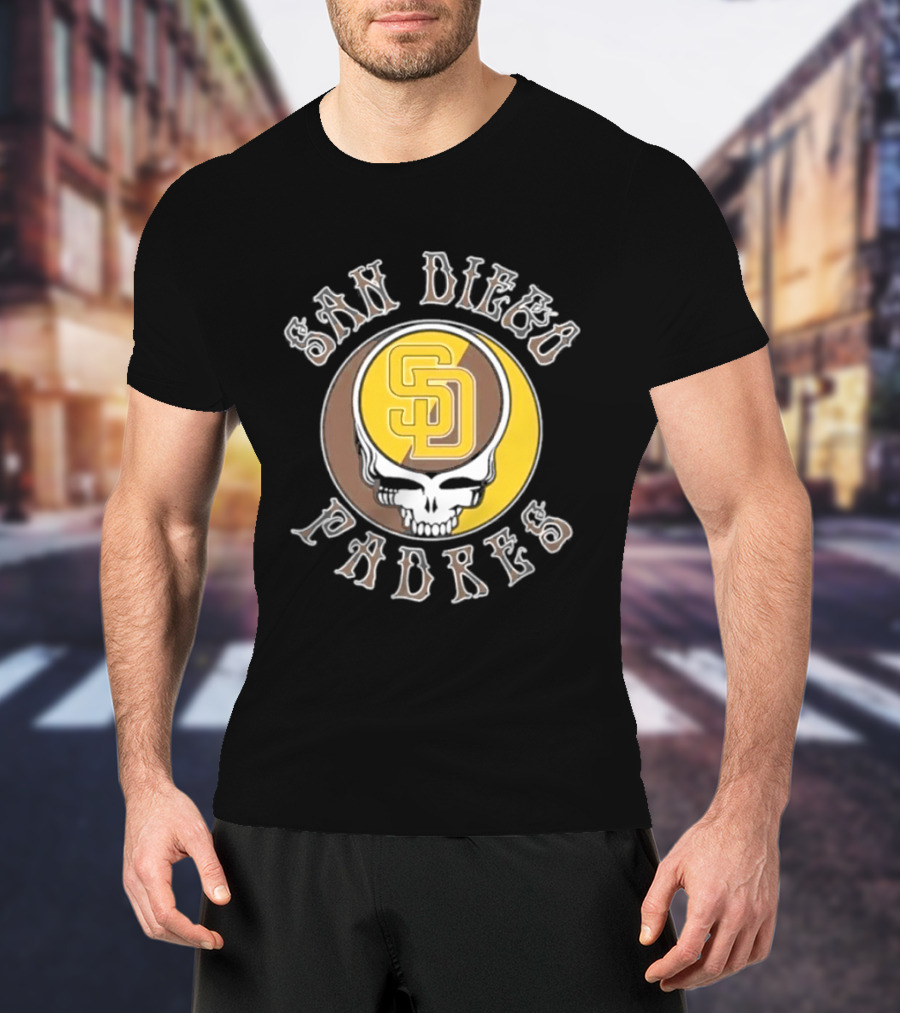 San Diego Padres SD Skull Brown Yellow T-Shirt