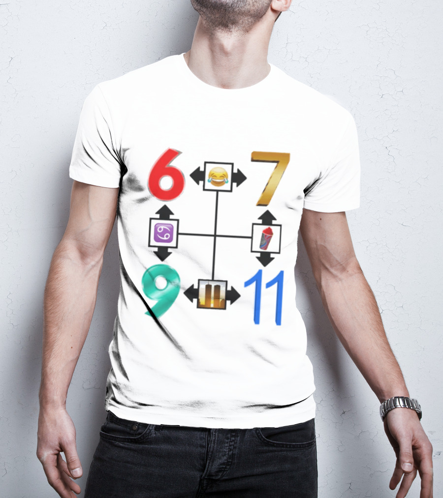 67 69 9 11 Emoji Directional Symbols With Laughing Face Crying Tears T-Shirt