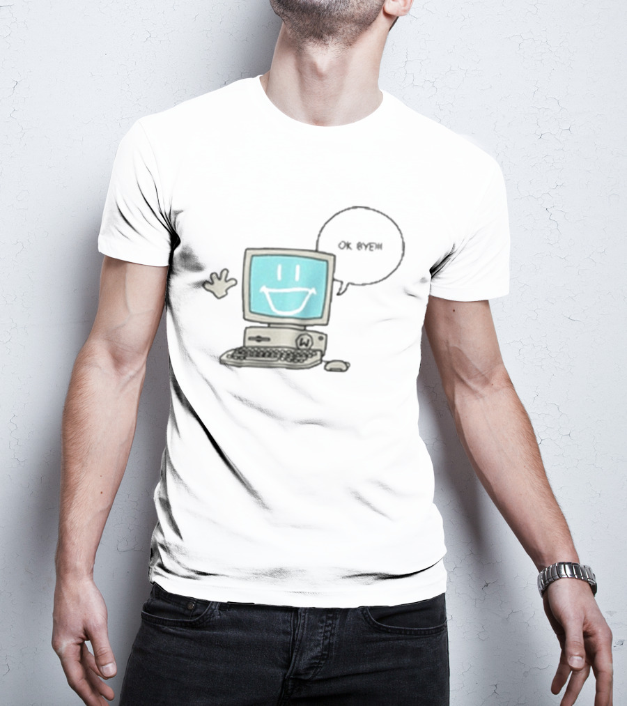 Windscribe Ok Bye Smiling Computer Icon With Speech Bubble T-Shirt