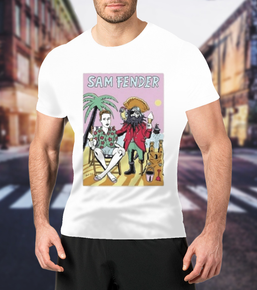 Sam Fender Tropical Pirate Ice Cream Adventure Scene T-Shirt