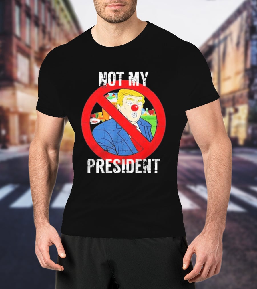 Not My President Trump Clown Red Circle T-Shirt