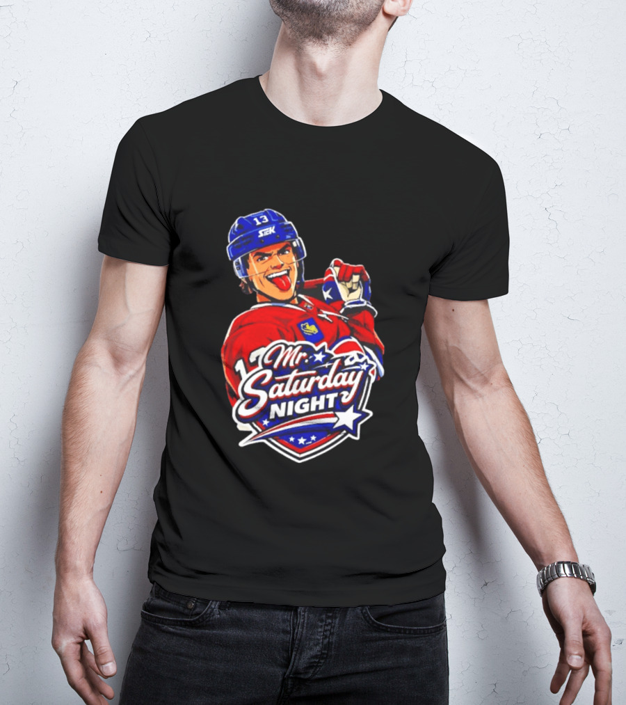Mr. Saturday Night Cole Caufield Montreal Canadiens Hockey Player Celebration T-Shirt