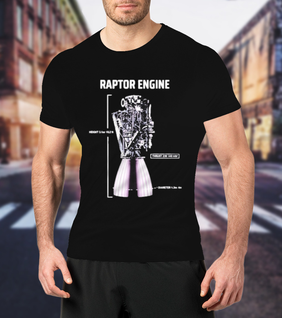 Raptor Engine Thrust 230 440 Klb Elon Musk T-Shirt