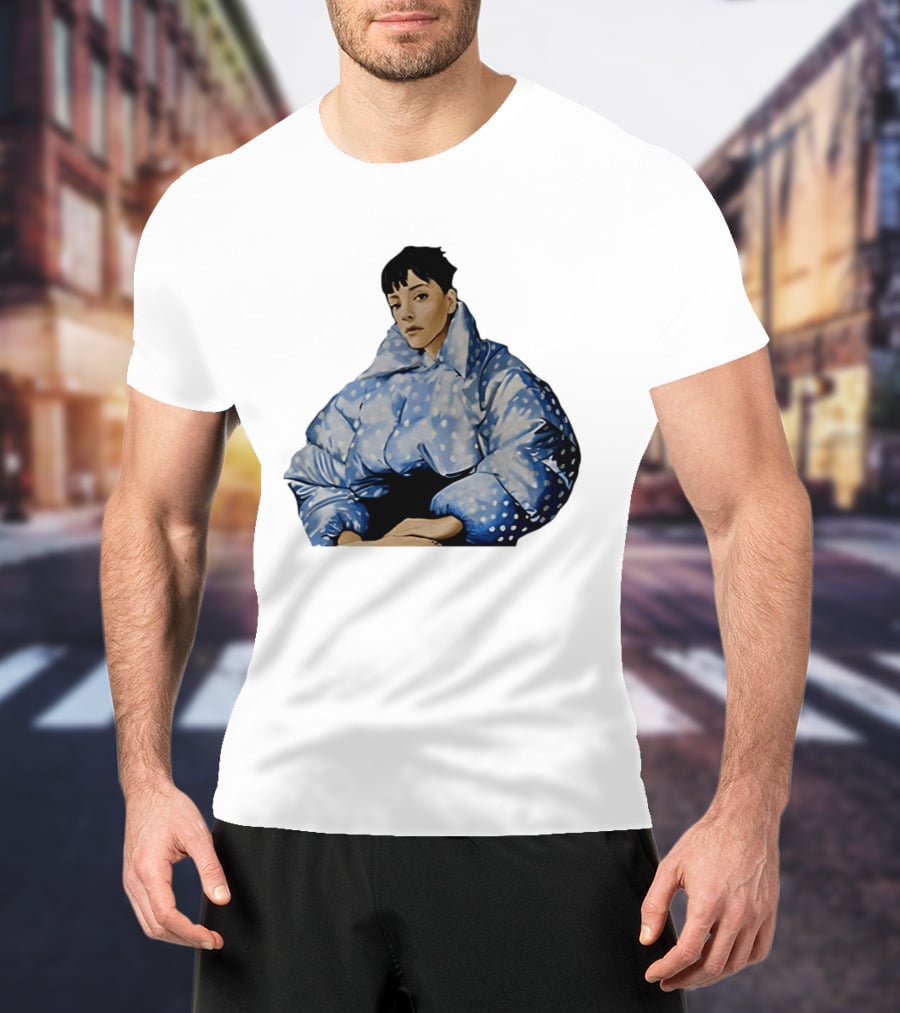 Lily Allen West End Girl Blue Polka Dot Puffer Jacket Style Fashion T-Shirt