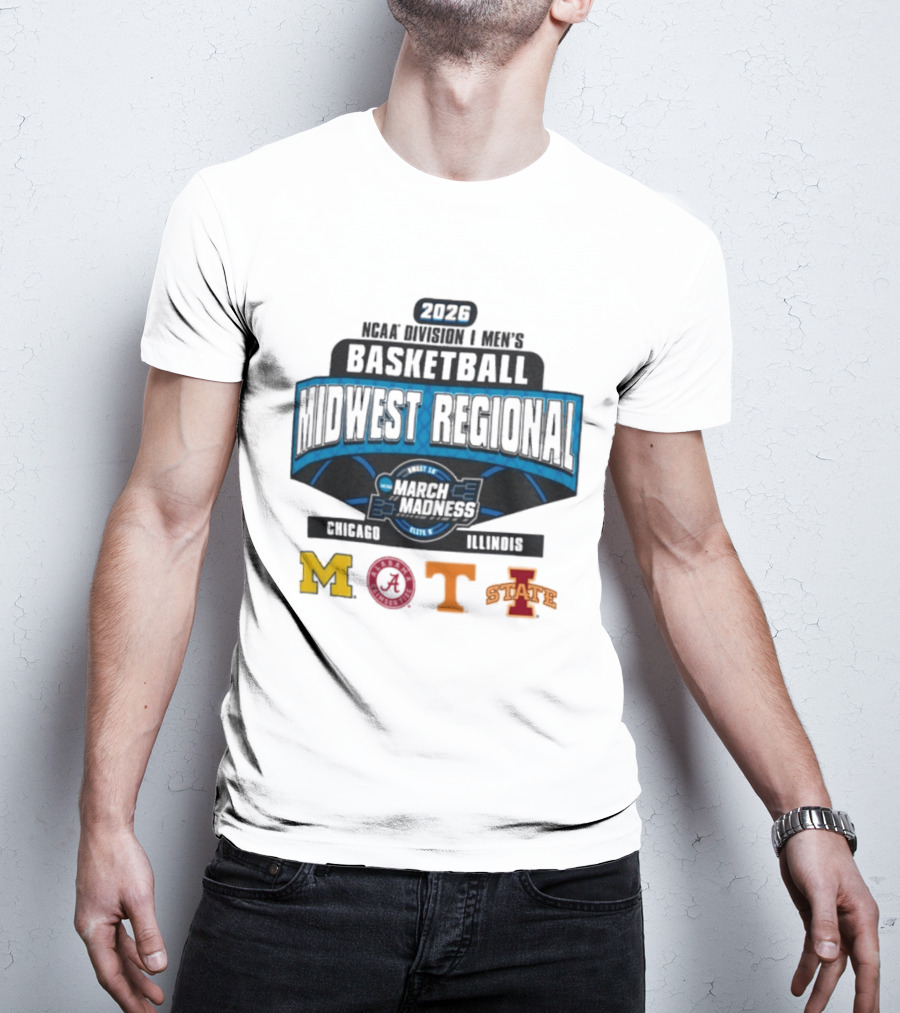 2026 NCAA DI Men's Basketball Midwest Regional Chicago Illinois March Madness Mizzou Dayton Tenn Iowa State T-Shirt